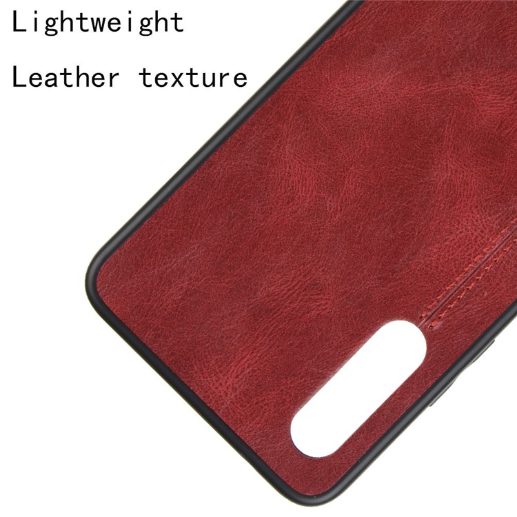 Leather Coated PC + TPU Combo Case for Samsung Galaxy A90 5G - Red-2