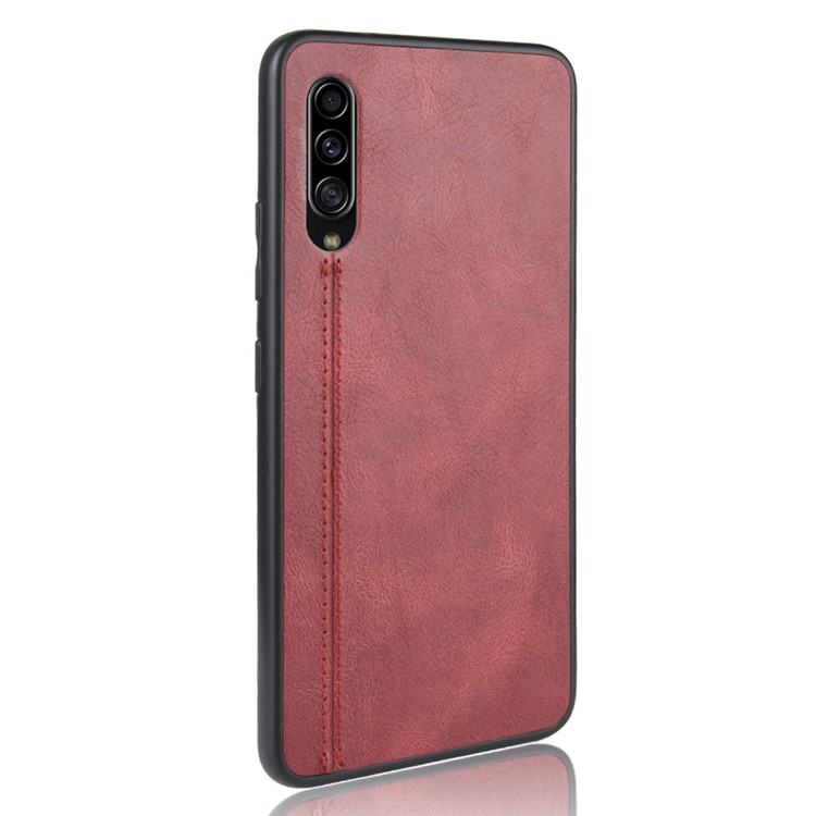 Leather Coated PC + TPU Combo Case for Samsung Galaxy A90 5G - Red-4