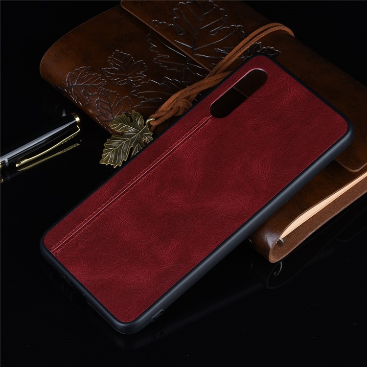 Leather Coated PC + TPU Combo Case for Samsung Galaxy A90 5G - Red-6