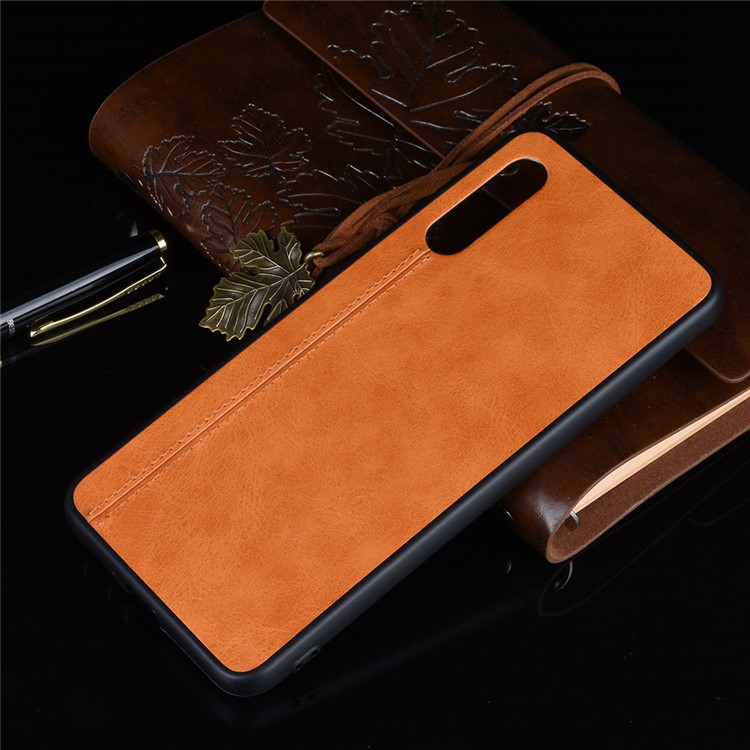 Leather Coated PC + TPU Combo Case for Samsung Galaxy A90 5G - Orange-6