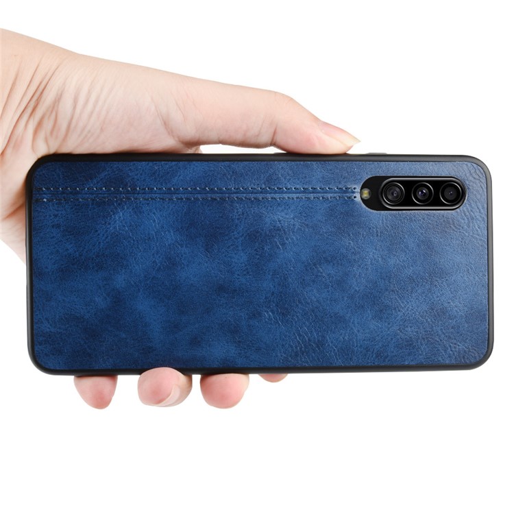 Leather Coated PC + TPU Combo Case for Samsung Galaxy A90 5G - Blue-6