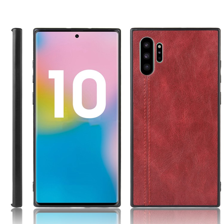 PU Leather Coated PC + TPU Combo Case for Samsung Galaxy Note 10 Plus / Note 10 Plus 5G - Red-1