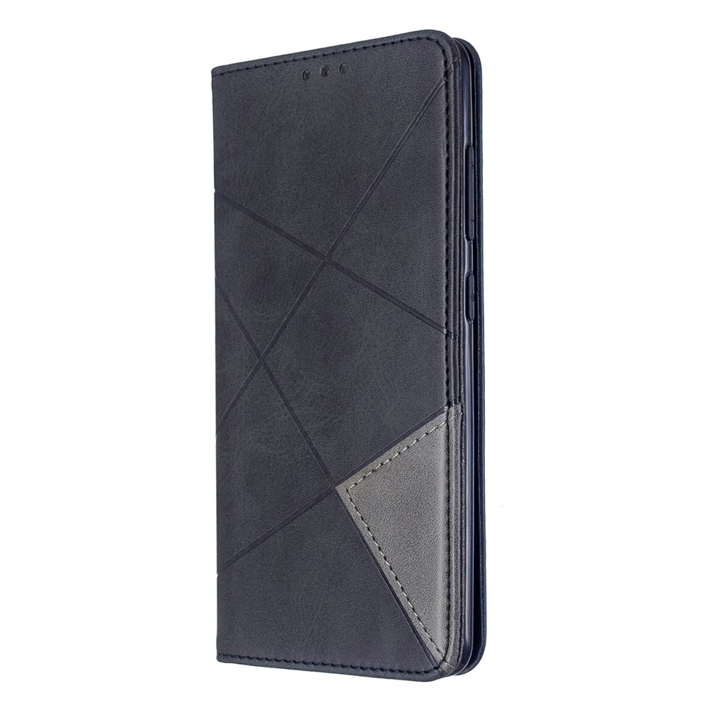 Geometric Pattern Leather Stand Case with Card Slots for Samsung Galaxy A51 - Black-2
