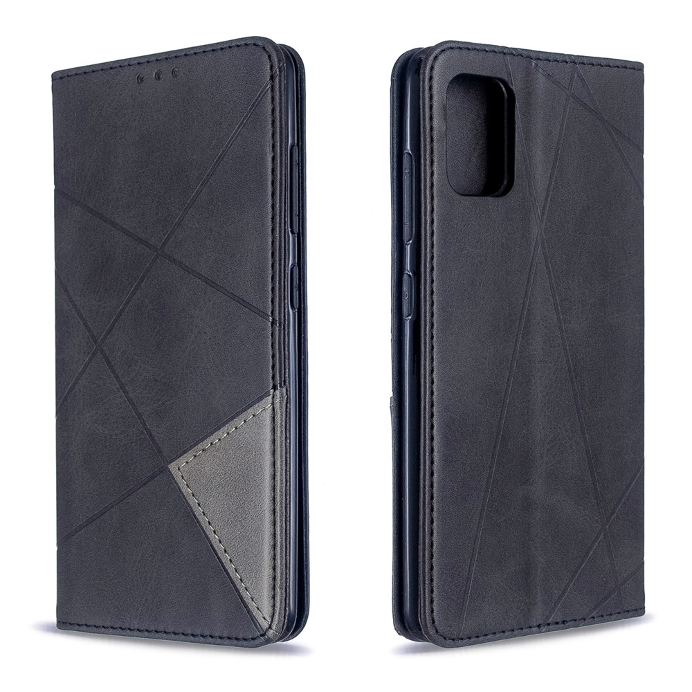 Geometric Pattern Leather Stand Case with Card Slots for Samsung Galaxy A51 - Black-4