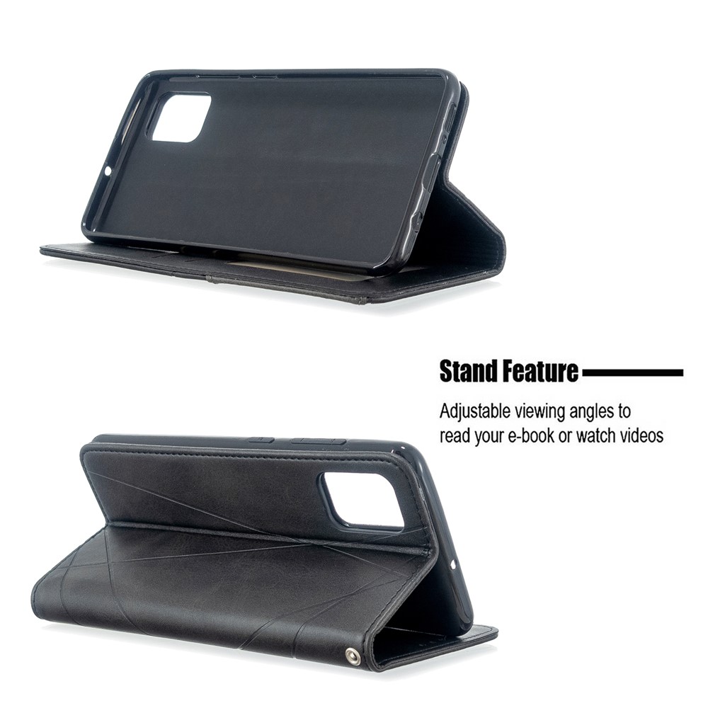 Geometric Pattern Leather Stand Case with Card Slots for Samsung Galaxy A51 - Black-5