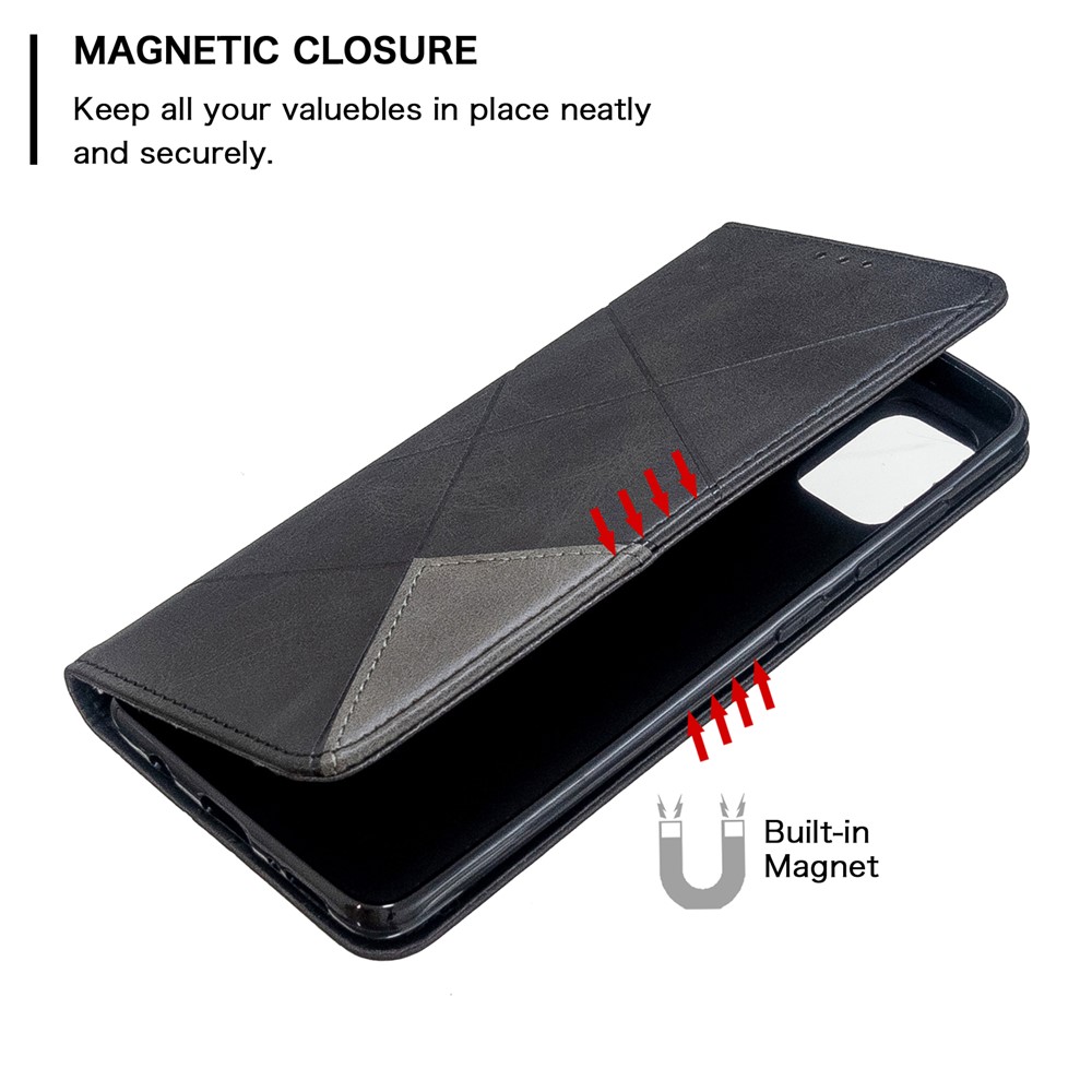 Geometric Pattern Leather Stand Case with Card Slots for Samsung Galaxy A51 - Black-6