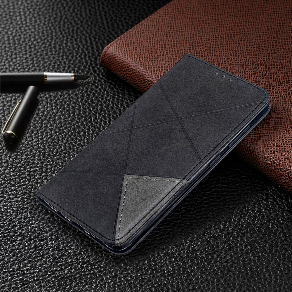 Geometric Pattern Leather Stand Case with Card Slots for Samsung Galaxy A51 - Black-8
