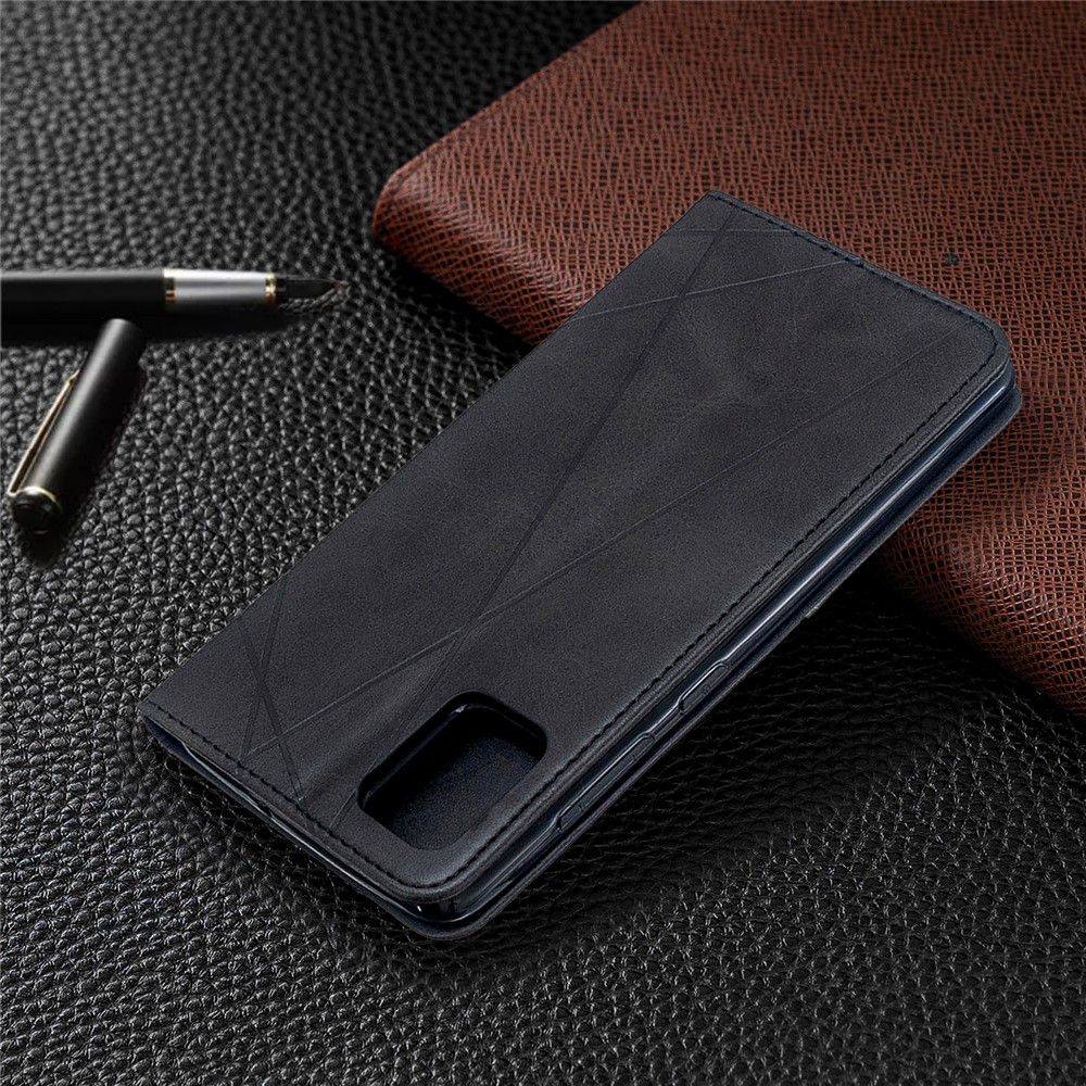 Geometric Pattern Leather Stand Case with Card Slots for Samsung Galaxy A51 - Black-9