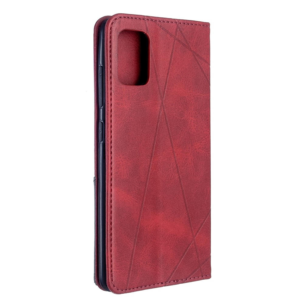 Geometric Pattern Leather Stand Case with Card Slots for Samsung Galaxy A51 - Red-3