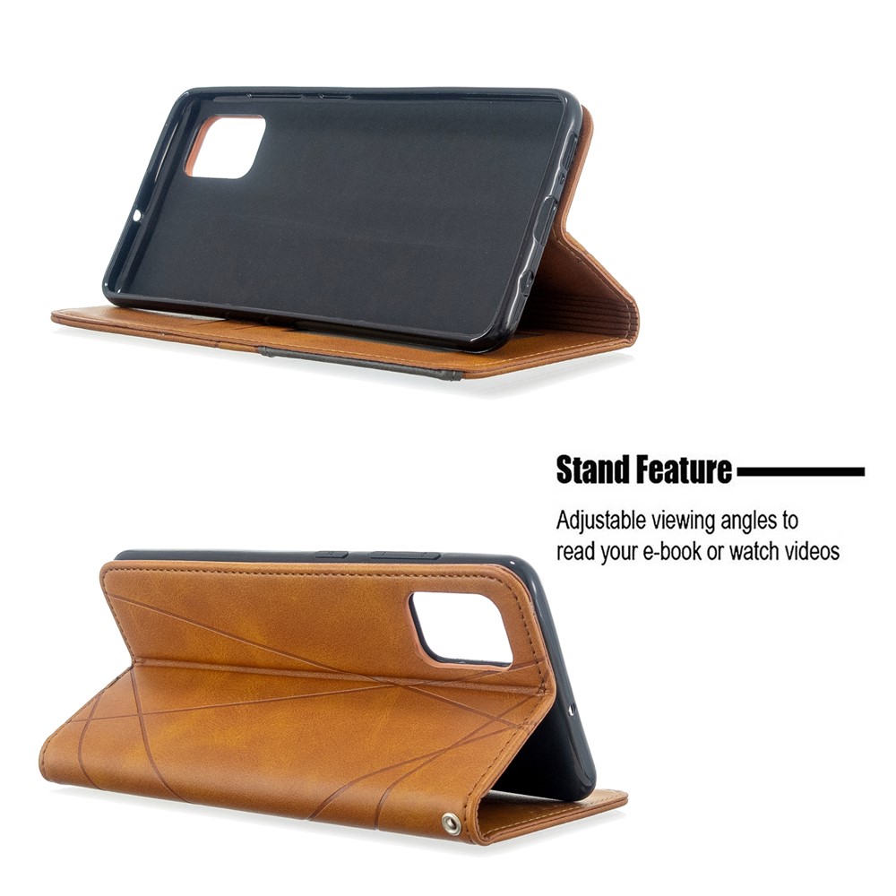 Geometric Pattern Leather Stand Case with Card Slots for Samsung Galaxy A51 - Brown-5