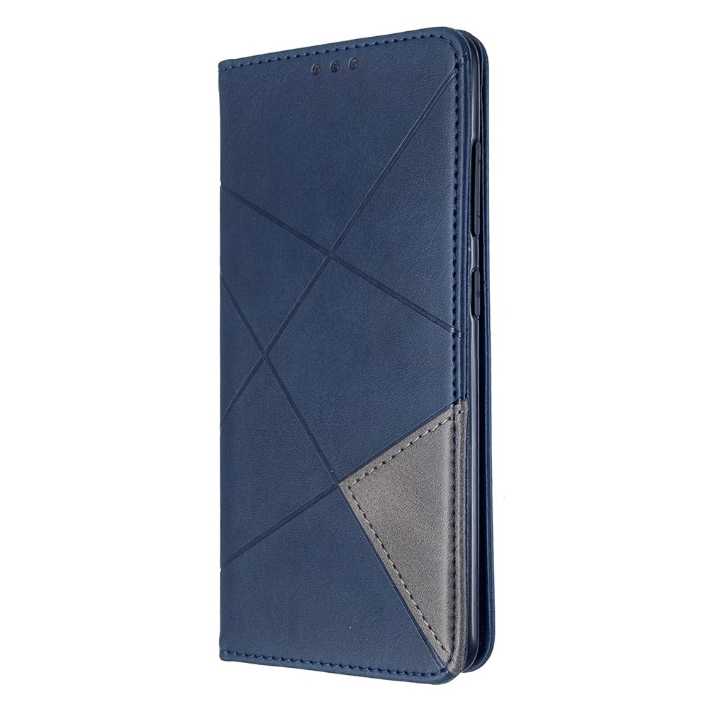 Geometric Pattern Leather Stand Case with Card Slots for Samsung Galaxy A51 - Blue-2