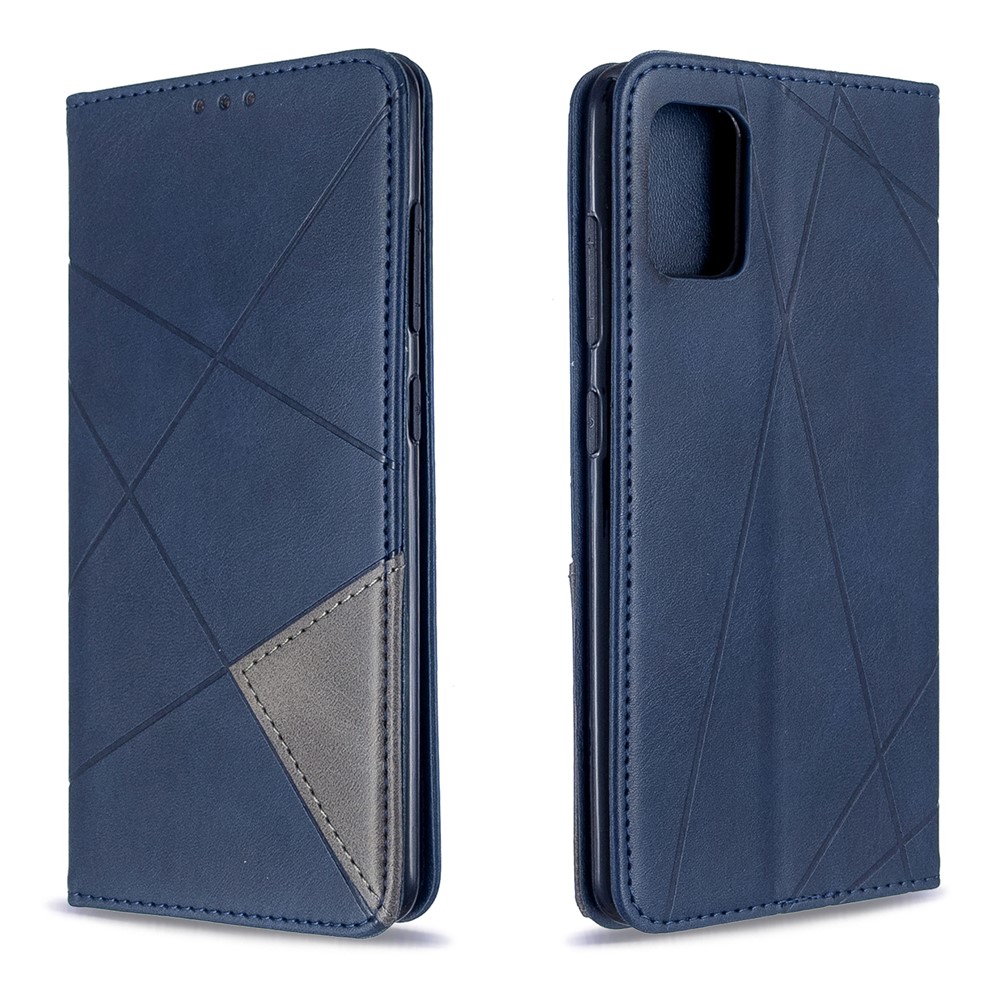 Geometric Pattern Leather Stand Case with Card Slots for Samsung Galaxy A51 - Blue-4