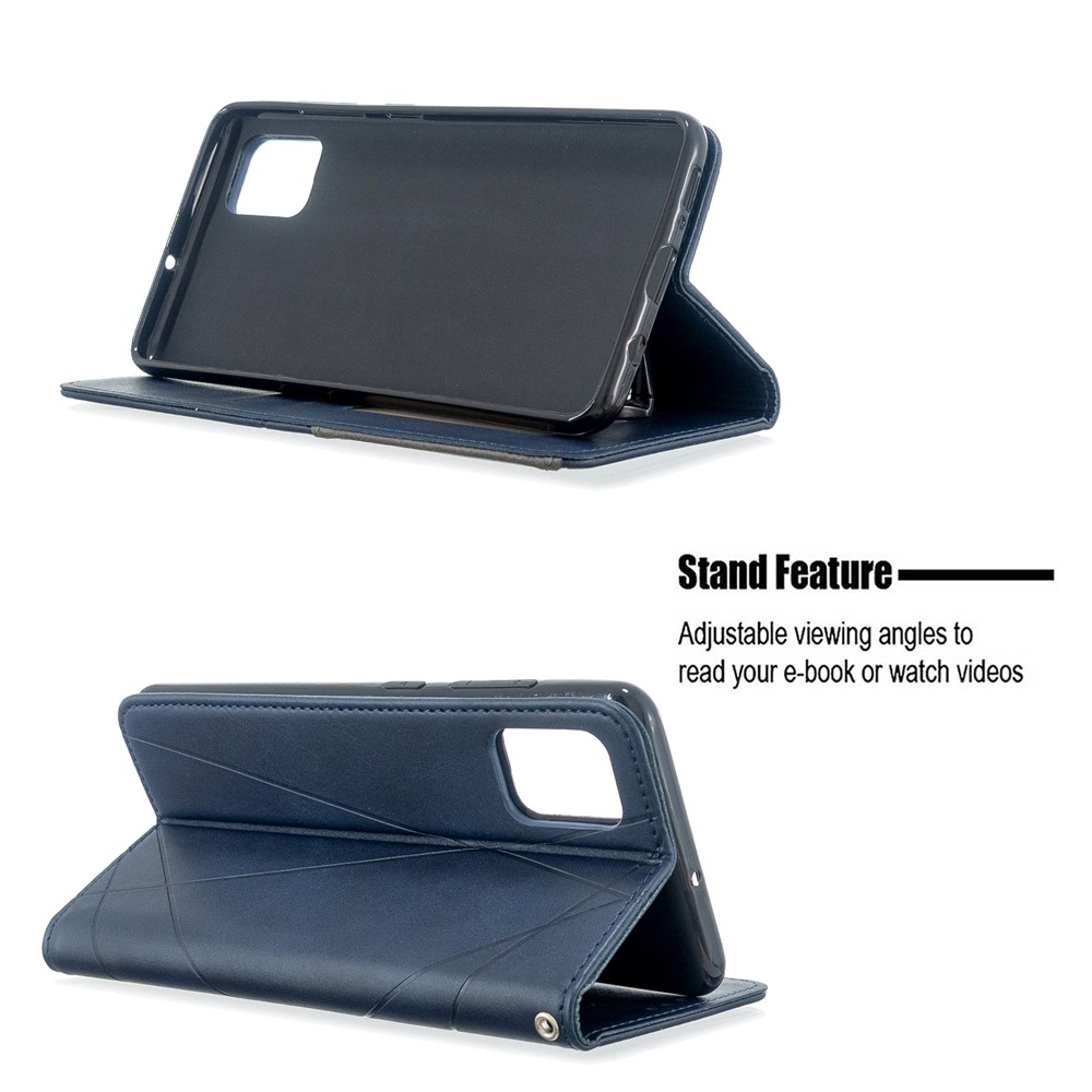 Geometric Pattern Leather Stand Case with Card Slots for Samsung Galaxy A51 - Blue-5