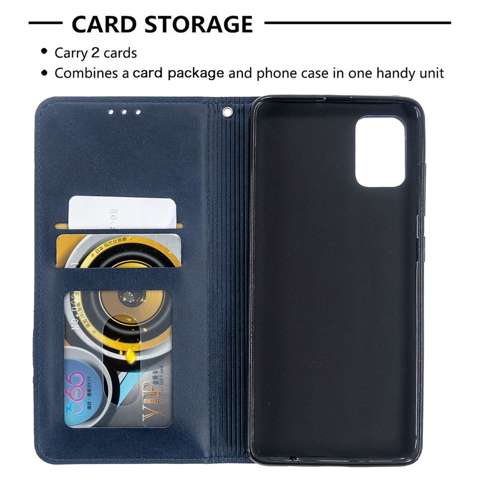 Geometric Pattern Leather Stand Case with Card Slots for Samsung Galaxy A51 - Blue-7