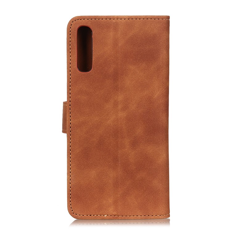 KHAZNEH Vintage Style Leather Wallet Case for Samsung Galaxy A50/A30s/A50s - Brown-8