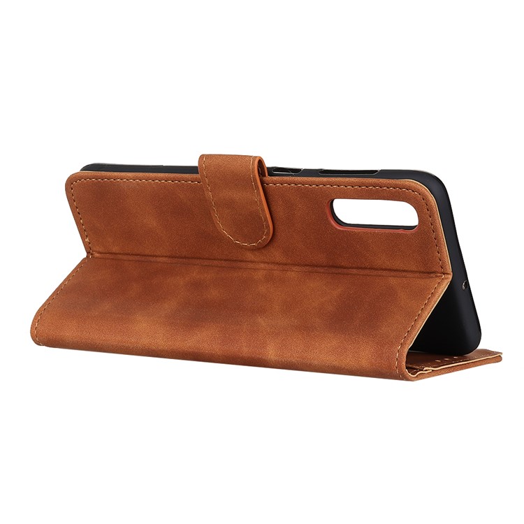 KHAZNEH Vintage Style Leather Wallet Case for Samsung Galaxy A50/A30s/A50s - Brown-9