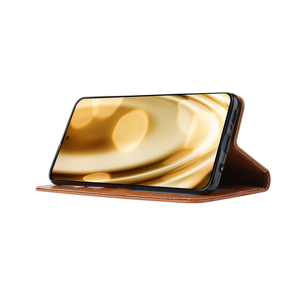 Auto-assorbito Con Copertura In Pelle Portafoglio Per Samsung Galaxy A71 - Marrone