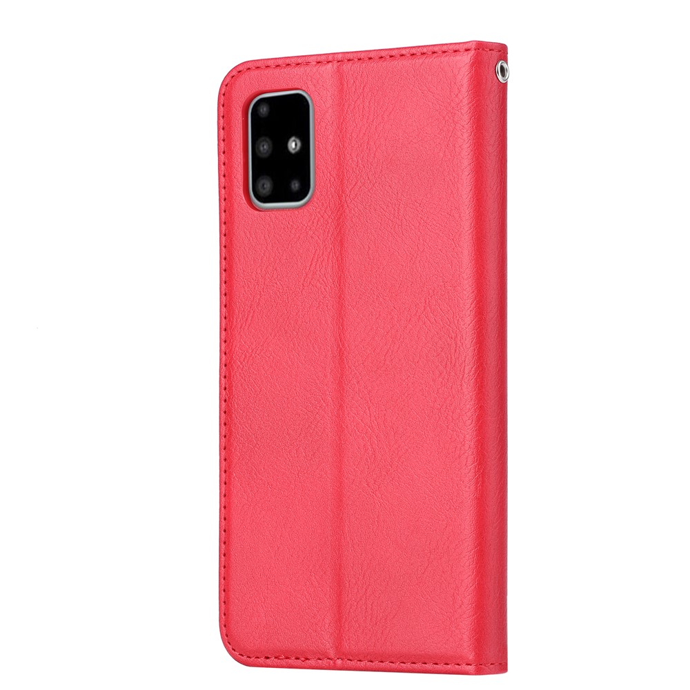 Auto-absorbed with Wallet Leather Cover for Samsung Galaxy A71 - Red-3