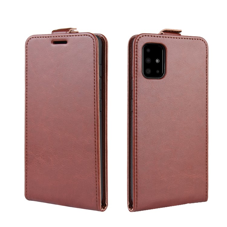 Crazy Horse Style Vertical Leather Case with Card Slot for Samsung Galaxy A51 - Brown-4