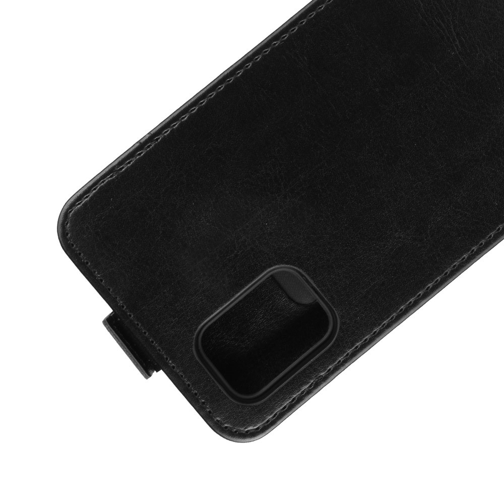 Crazy Horse Style Vertical Cheather Com Slot de Cartão Para o Samsung Galaxy A51 - Preto