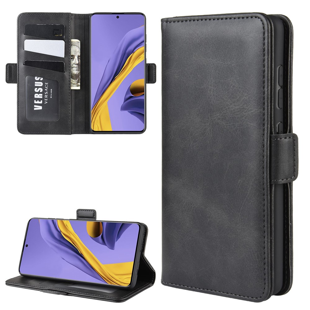 Magnet Adsorption Leather Wallet Stand Phone Shell Covering for Samsung Galaxy A51 - Black-1