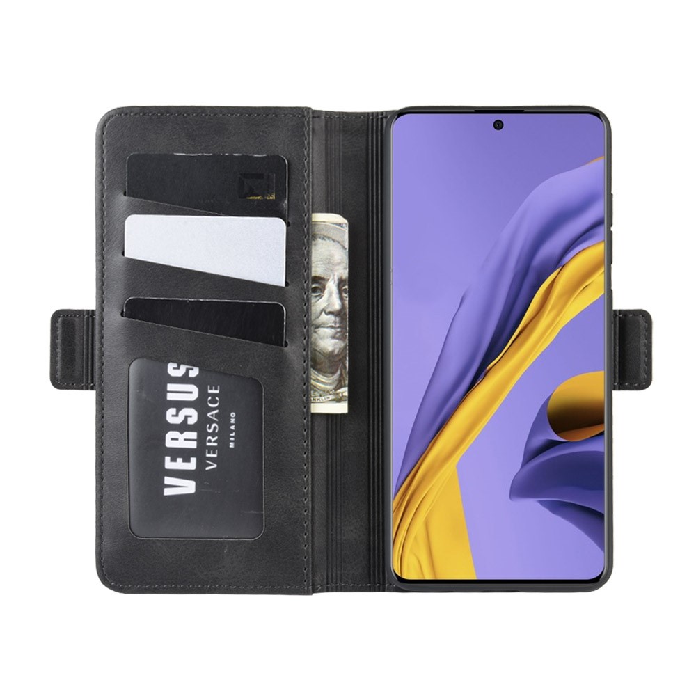 Magnet Adsorption Leather Wallet Stand Phone Shell Covering for Samsung Galaxy A51 - Black-4