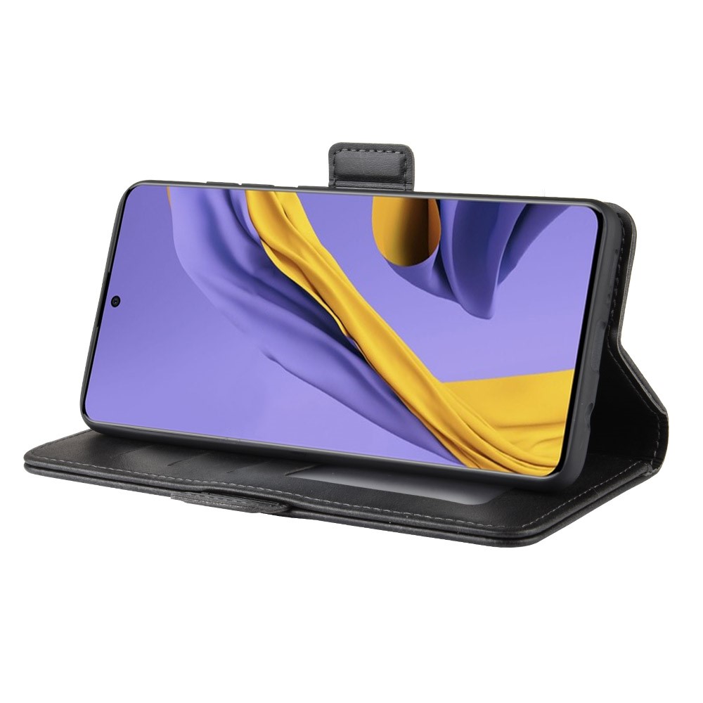 Magnet Adsorption Leather Wallet Stand Phone Shell Covering for Samsung Galaxy A51 - Black-5