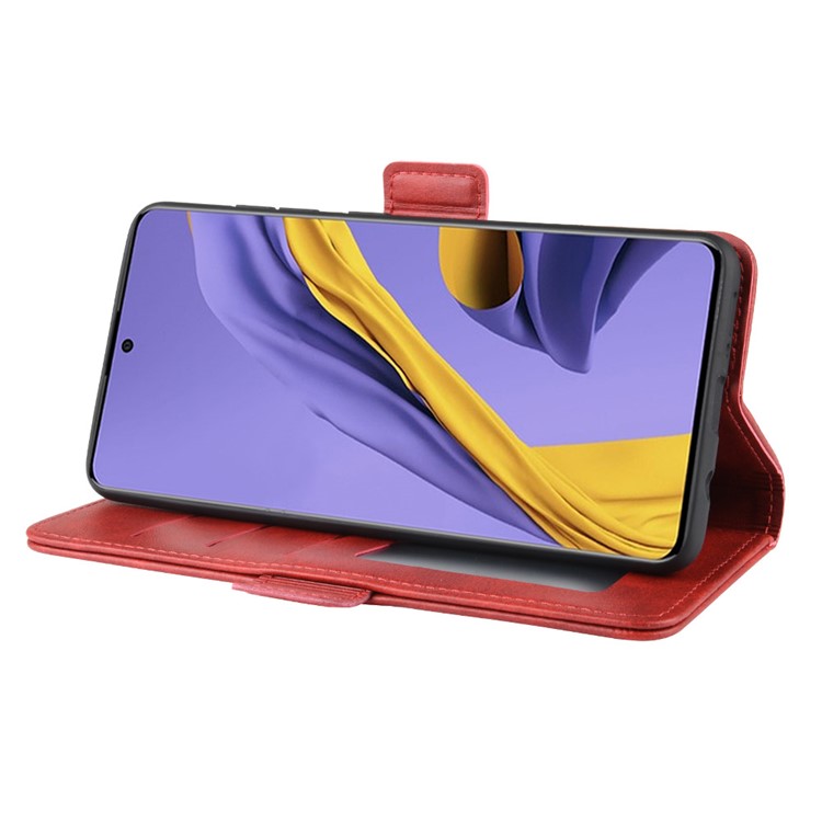 Magnet Adsorption Leather Wallet Stand Phone Shell Covering for Samsung Galaxy A51 - Red-5