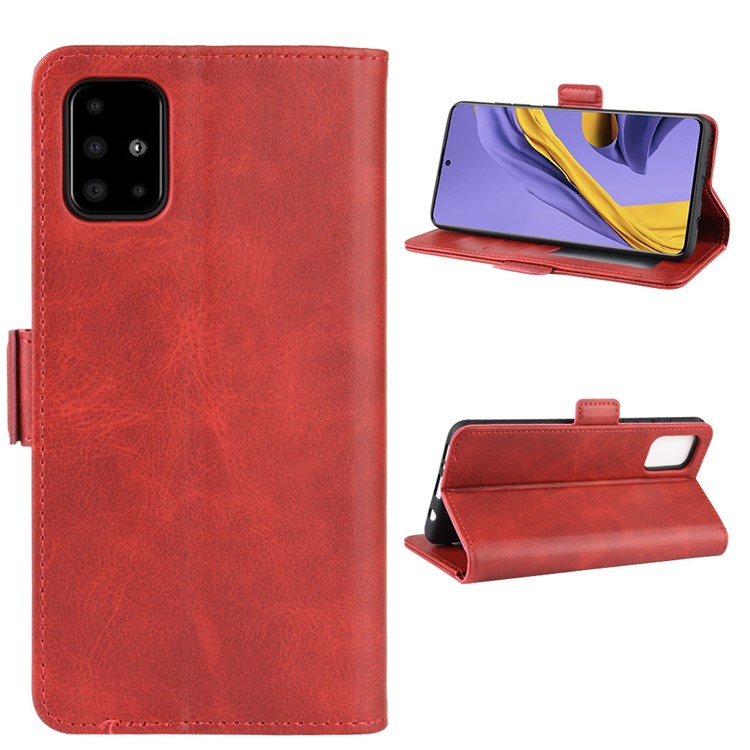 Magnet Adsorption Leather Wallet Stand Phone Shell Covering for Samsung Galaxy A51 - Red-6