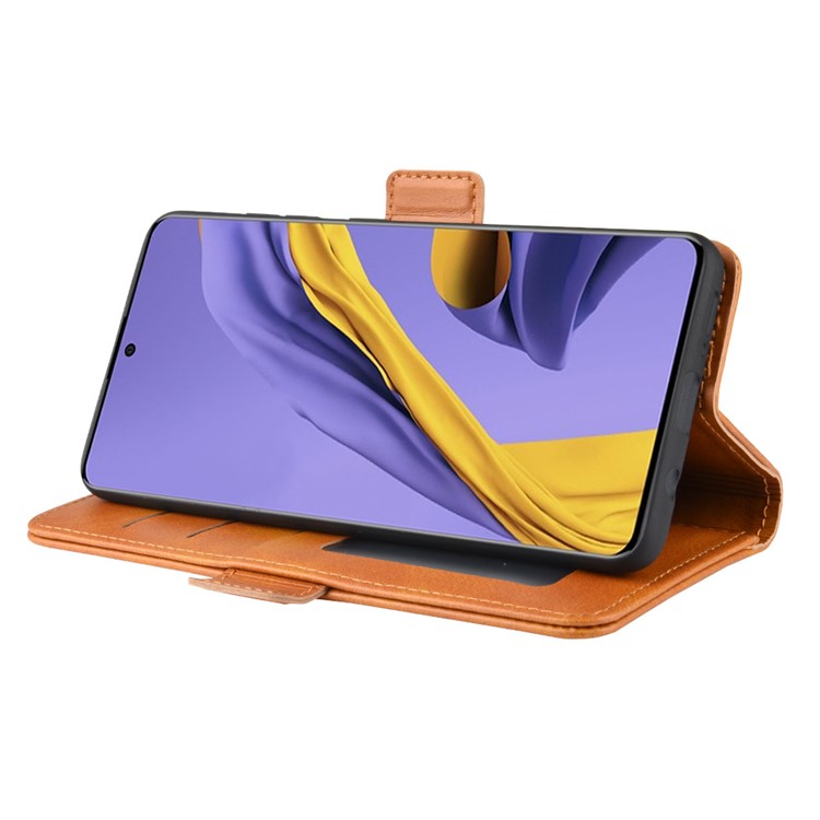Magnet Adsorption Leather Wallet Stand Phone Shell Covering for Samsung Galaxy A51 - Brown-5