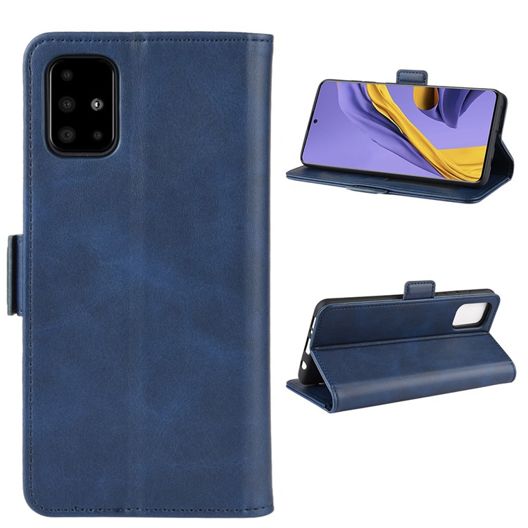 Magnet Adsorption Leather Wallet Stand Phone Shell Covering for Samsung Galaxy A51 - Blue-7