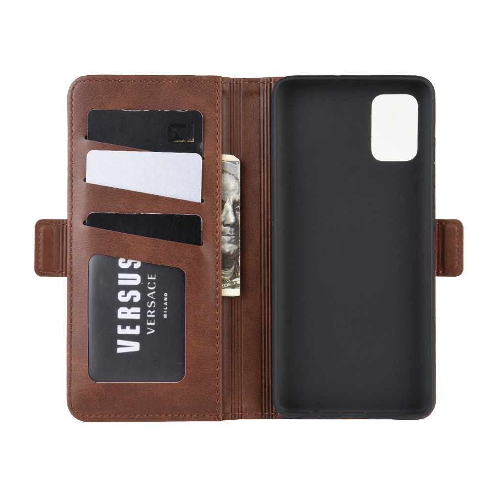 Magnet Adsorption Leather Wallet Stand Phone Shell Covering for Samsung Galaxy A51 - Coffee-4