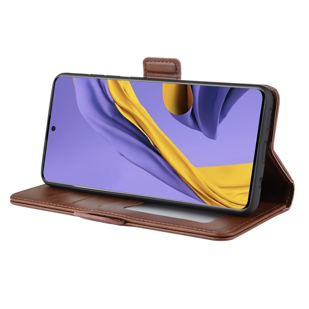 Magnet Adsorption Leather Wallet Stand Phone Shell Covering for Samsung Galaxy A51 - Coffee-6