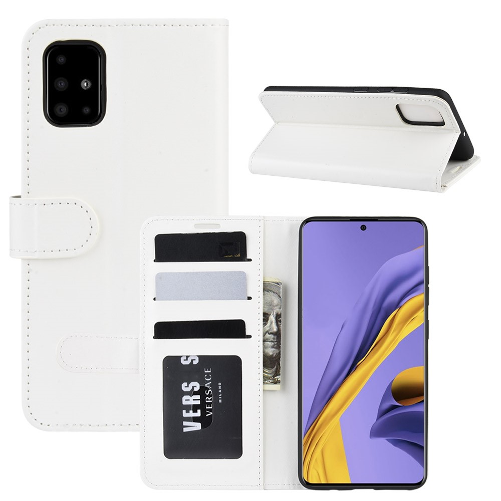 Crazy Horse Wallet Leather Stand Case for Samsung Galaxy A51 - White-1