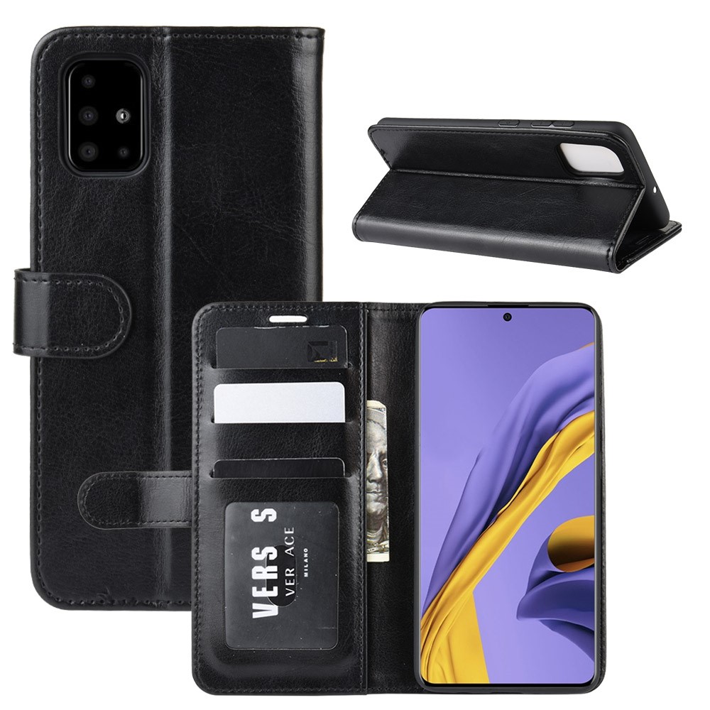 Crazy Horse Wallet Leather Stand Case for Samsung Galaxy A51 - Black-1
