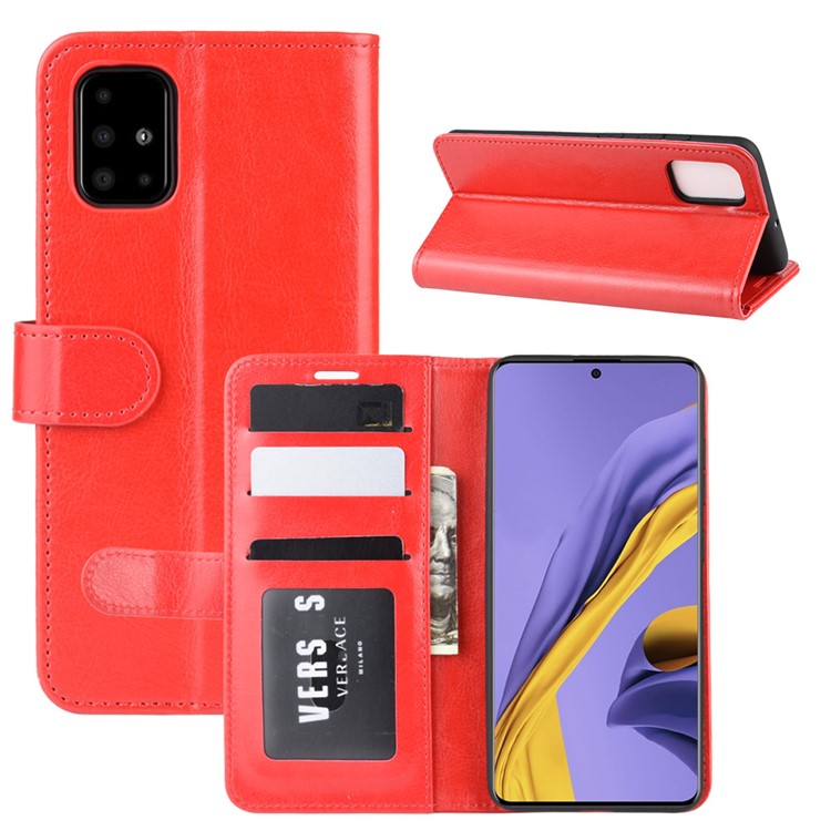Crazy Horse Wallet Leather Stand Case for Samsung Galaxy A51 - Red-1