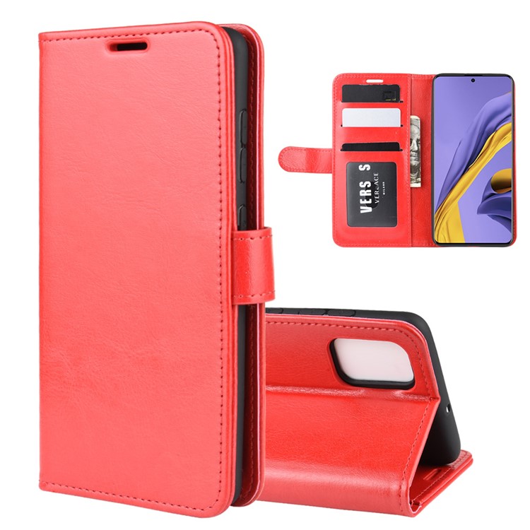 Crazy Horse Wallet Leather Stand Case for Samsung Galaxy A51 - Red-8