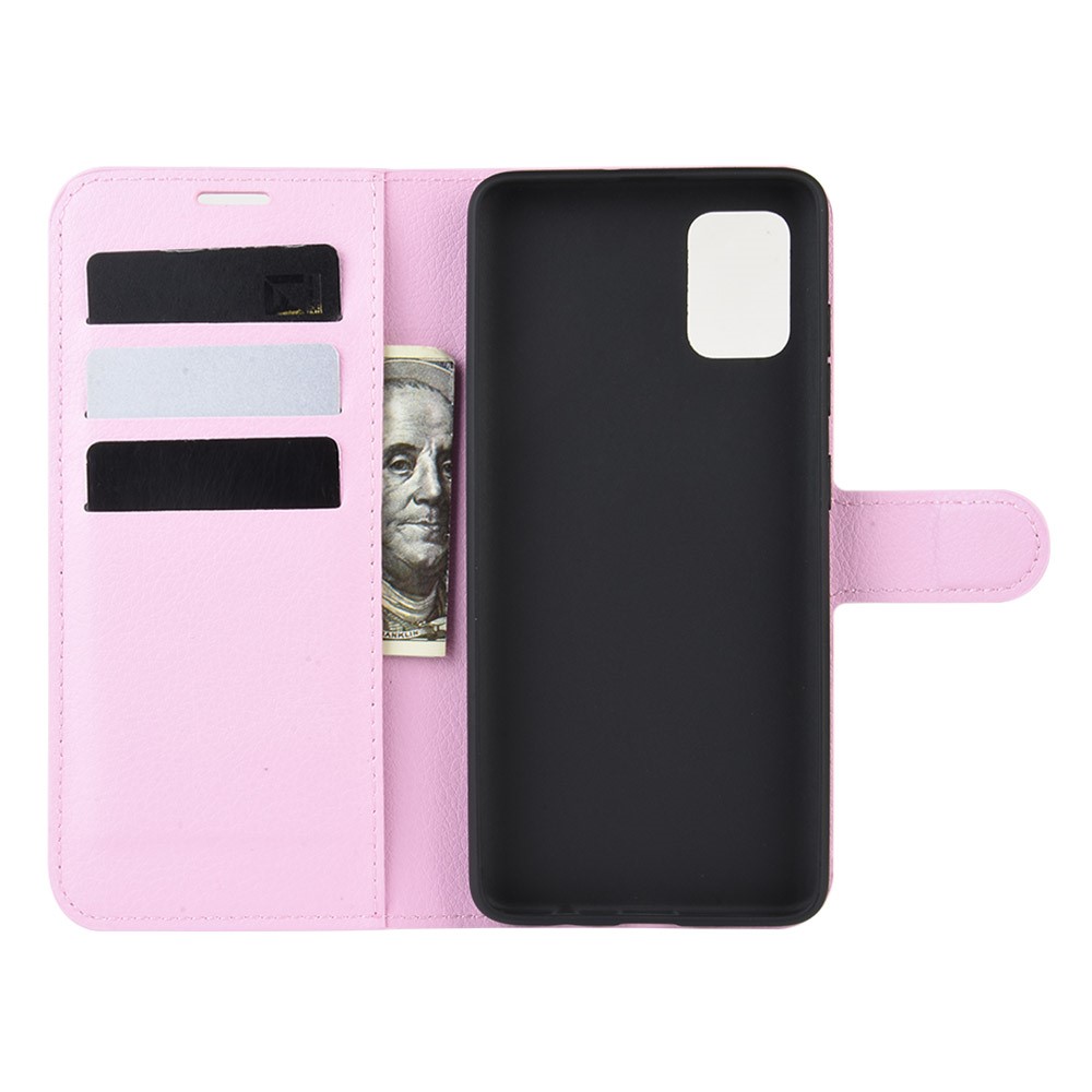 Litchi Skin Wallet Leather Stand Case for Samsung Galaxy A51 - Pink-3