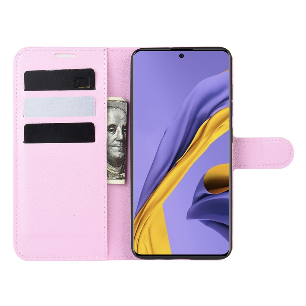 Litchi Skin Wallet Leather Stand Case for Samsung Galaxy A51 - Pink-4