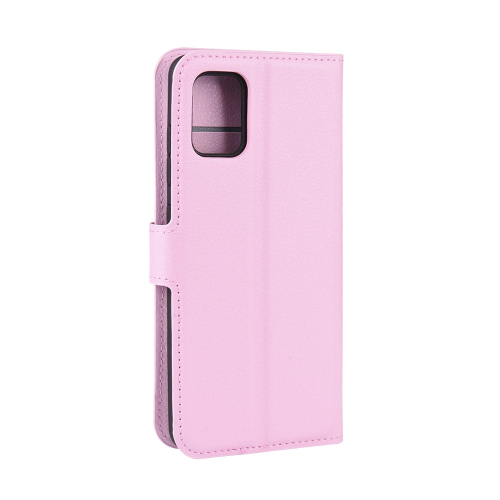 Litchi Skin Wallet Leather Stand Case for Samsung Galaxy A51 - Pink-6