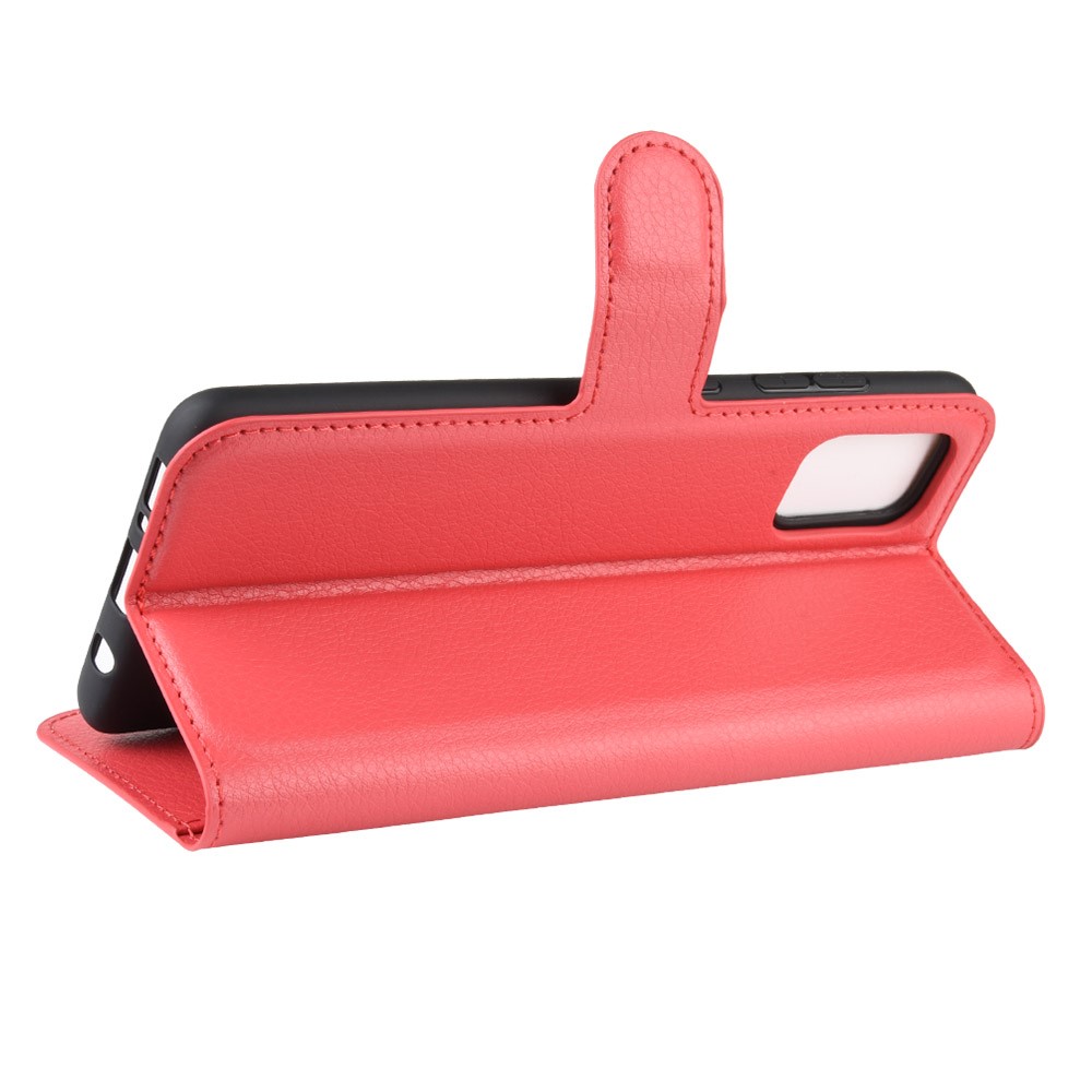 Litchi Skin Wallet Leather Stand Case for Samsung Galaxy A51 - Red-5