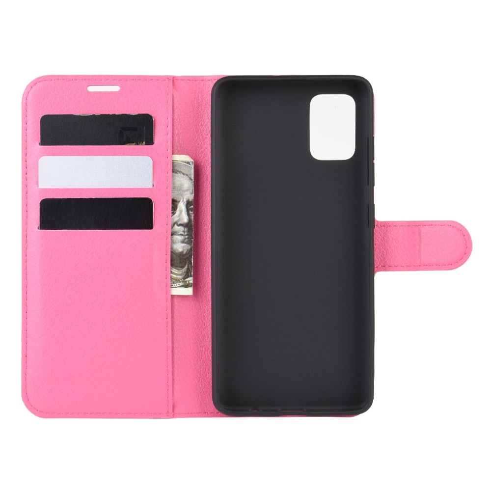Litchi Skin Wallet Leather Stand Case for Samsung Galaxy A51 - Rose-3