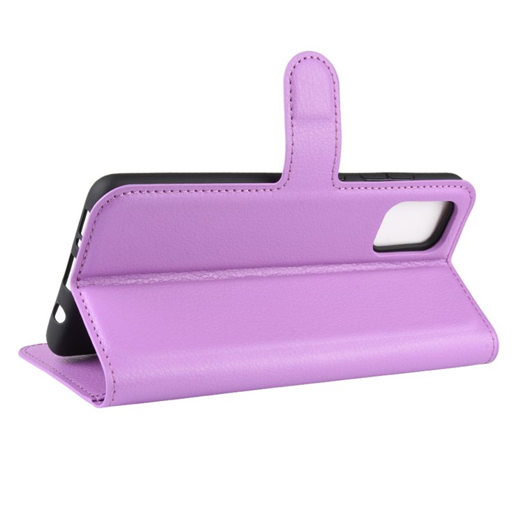 Litchi Skin Wallet Leather Stand Case for Samsung Galaxy A51 - Purple-5