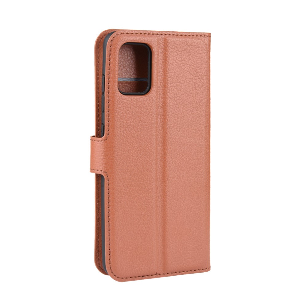 Litchi Skin Wallet Leather Stand Case for Samsung Galaxy A51 - Brown-6