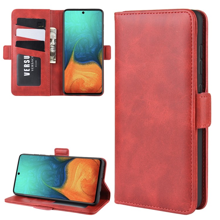 Magnetic Adsorption PU Leather Case for Samsung Galaxy A71 - Red-1