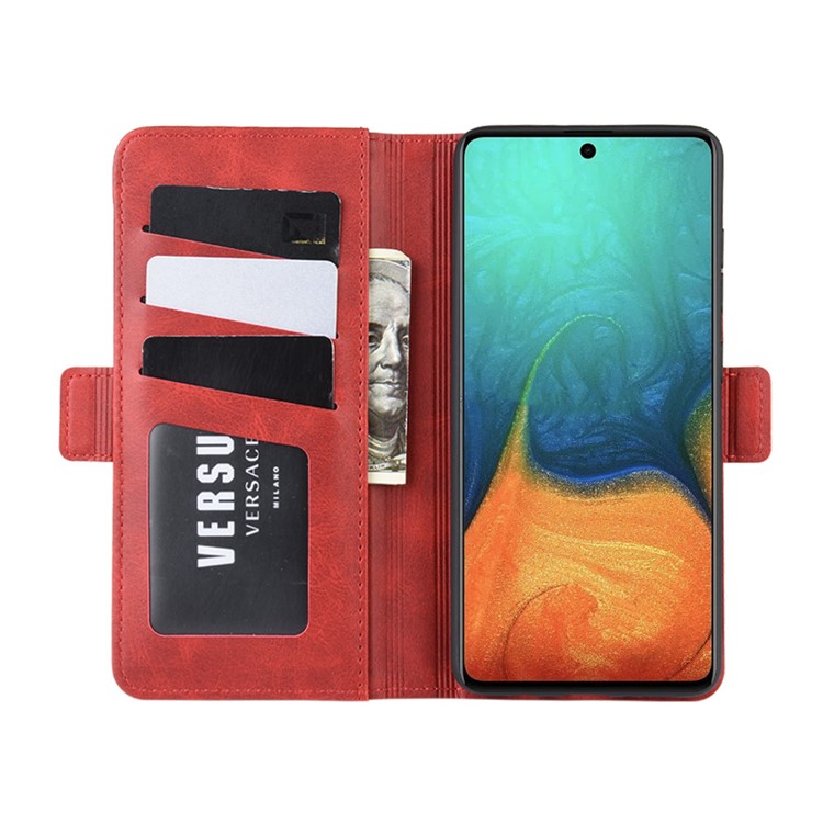 Magnetic Adsorption PU Leather Case for Samsung Galaxy A71 - Red-4