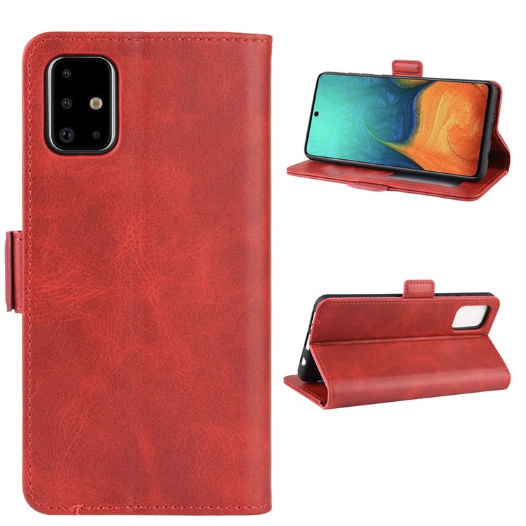 Magnetic Adsorption PU Leather Case for Samsung Galaxy A71 - Red-6