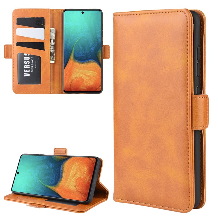Magnetic Adsorption PU Leather Case for Samsung Galaxy A71 - Brown-1