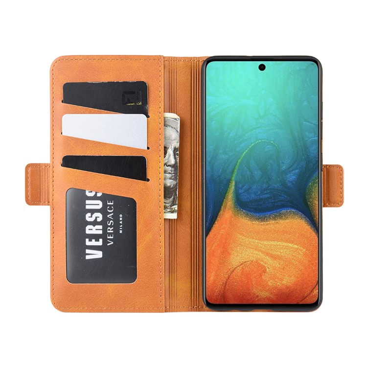 Magnetic Adsorption PU Leather Case for Samsung Galaxy A71 - Brown-4