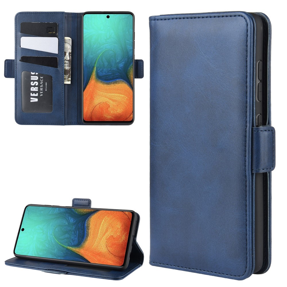 Magnetic Adsorption PU Leather Case for Samsung Galaxy A71 - Blue-1